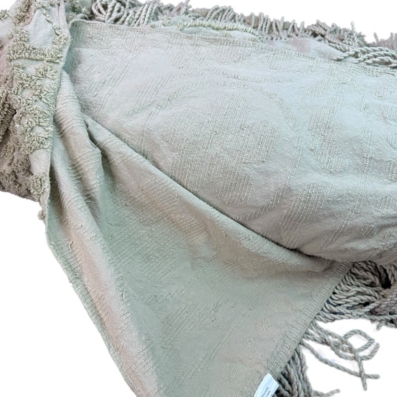 Chenille Sage Medalion Tufting Textured Bedspread with Fringe size King - Picture 5 of 16